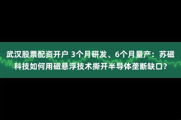 武汉股票配资开户 3个月研发、6个月量产：苏磁科技如何用磁悬浮技术撕开半导体垄断缺口？