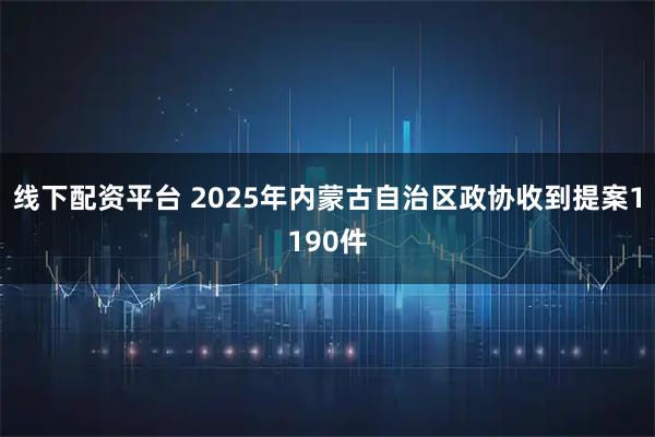 线下配资平台 2025年内蒙古自治区政协收到提案1190件