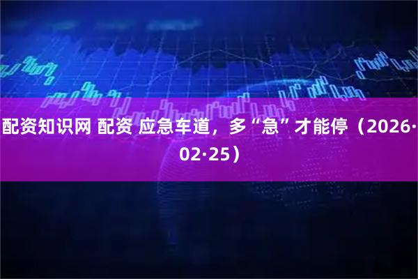 配资知识网 配资 应急车道，多“急”才能停（2026·02·25）