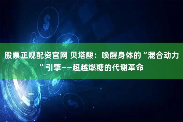 股票正规配资官网 贝塔酸：唤醒身体的“混合动力”引擎——超越燃糖的代谢革命